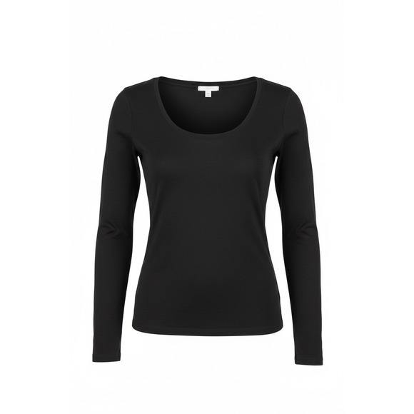 Bozzolo Tops - Bozzolo Women's Black Long Sleeve Scoop Neck‎ Basic Tee Shirt Top, Size L, NWT